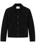 Black jacket with button details on a white background
