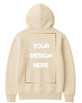 Beige hoodie with customizable text area on the back