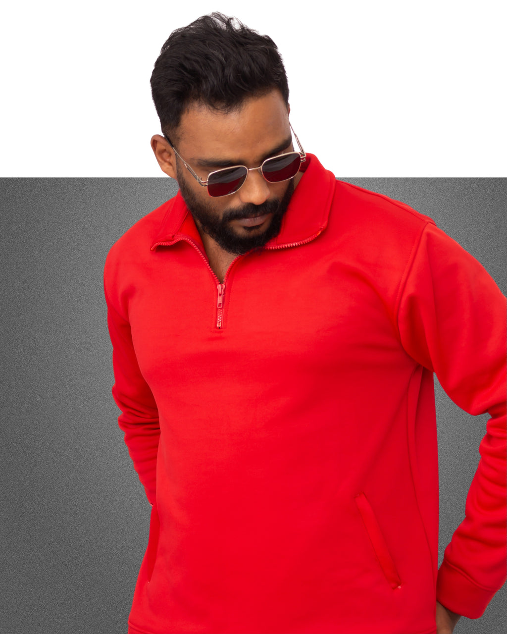 Red Shield High Neck Hoodie