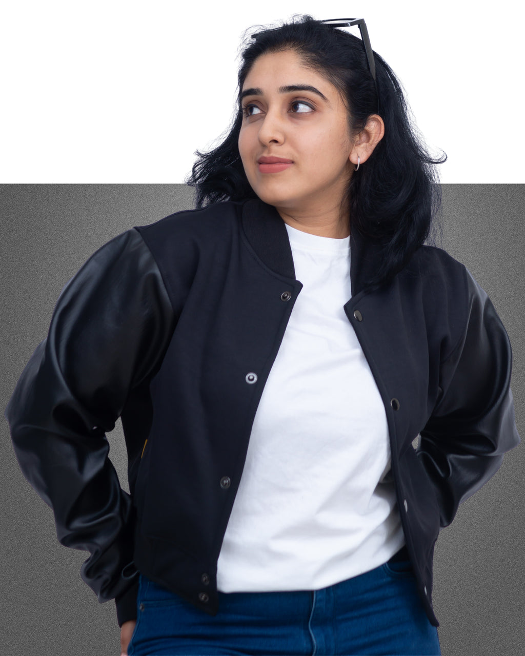 Premium Crop Leather Sleeve Jacket